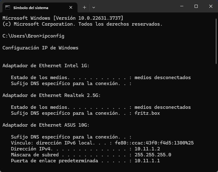 Saber IP del router con el CMD de Windows
